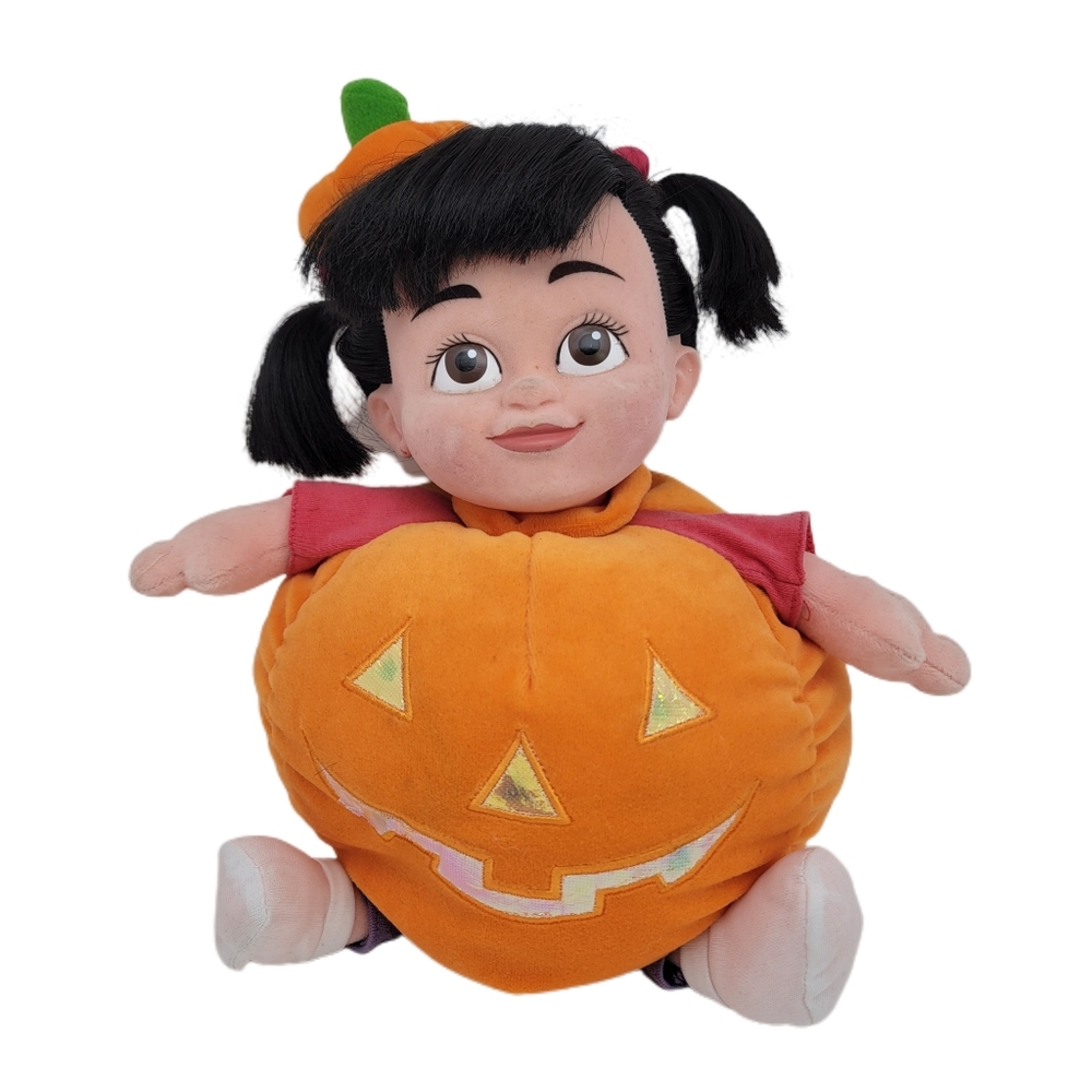 Disney Pixar Monster's Inc Flocked Pumpkin Boo Laughing Doll HTF